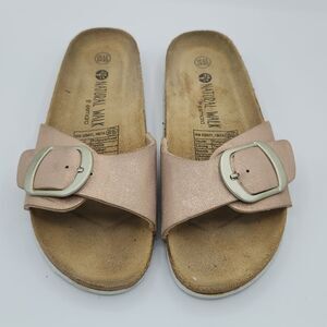Natural Walk by Esmara Women’s 8.5 Gold Shimmery Slide Comfort Buckle Slipon
